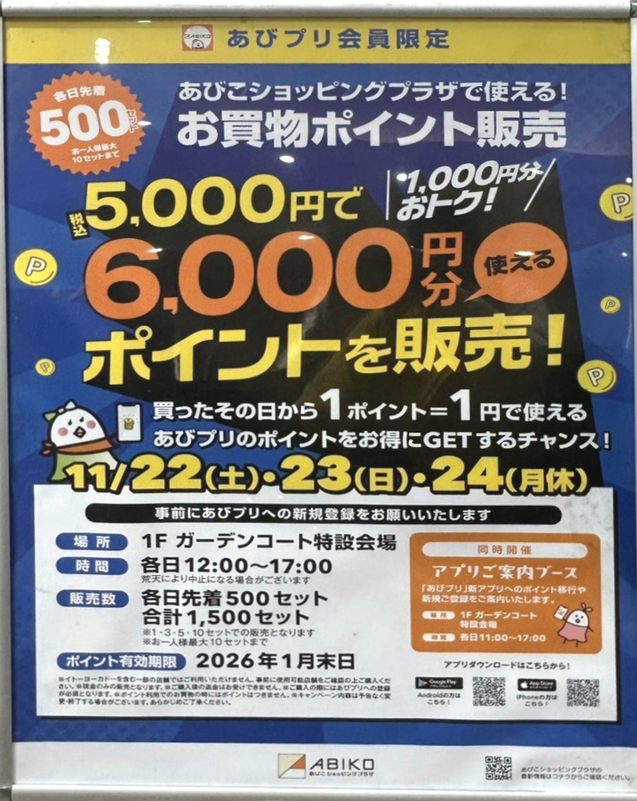 あびこショッピングプラザのポイント販売